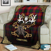 Clan Charteris (Earl of Wemyss) Tartan Crest Premium Blanket Celtic Stag Style AI25 Clan Wemyss Tartan Today